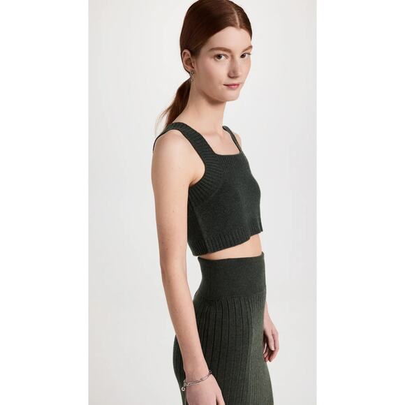 Lisa Yang Barbara Crop Top Sweater 100% Cashmere Size 1 Small / Medium Olive NWT - Picture 4 of 14